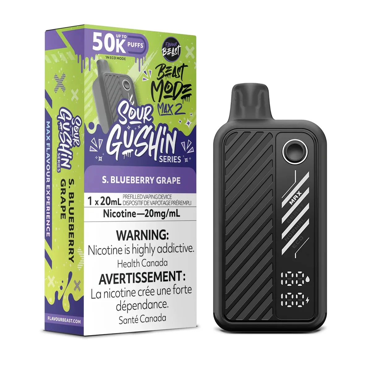 Flavour Beast Beast Mode Max 2 50K Flavour Beast Mode Max 2 50k - Sour Gushin' S. Blueberry Grape
