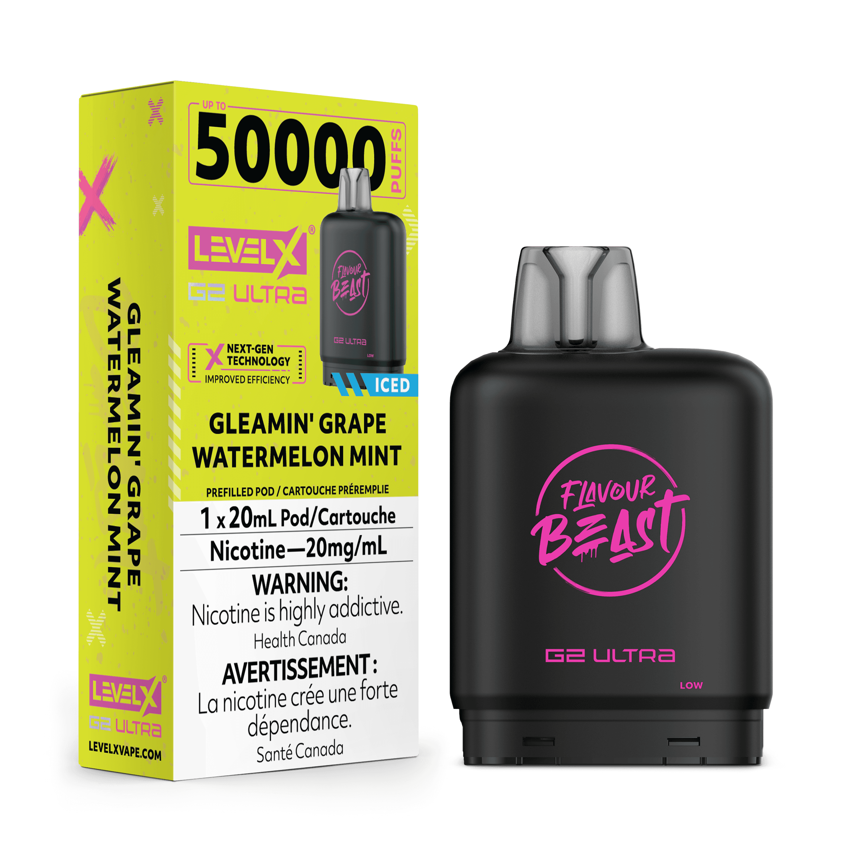 Level X Flavour Beast G2 Ultra 50K Pods Level X Flavour Beast G2 Ultra 50k - Gleamin' Grape Watermelon Mint Iced