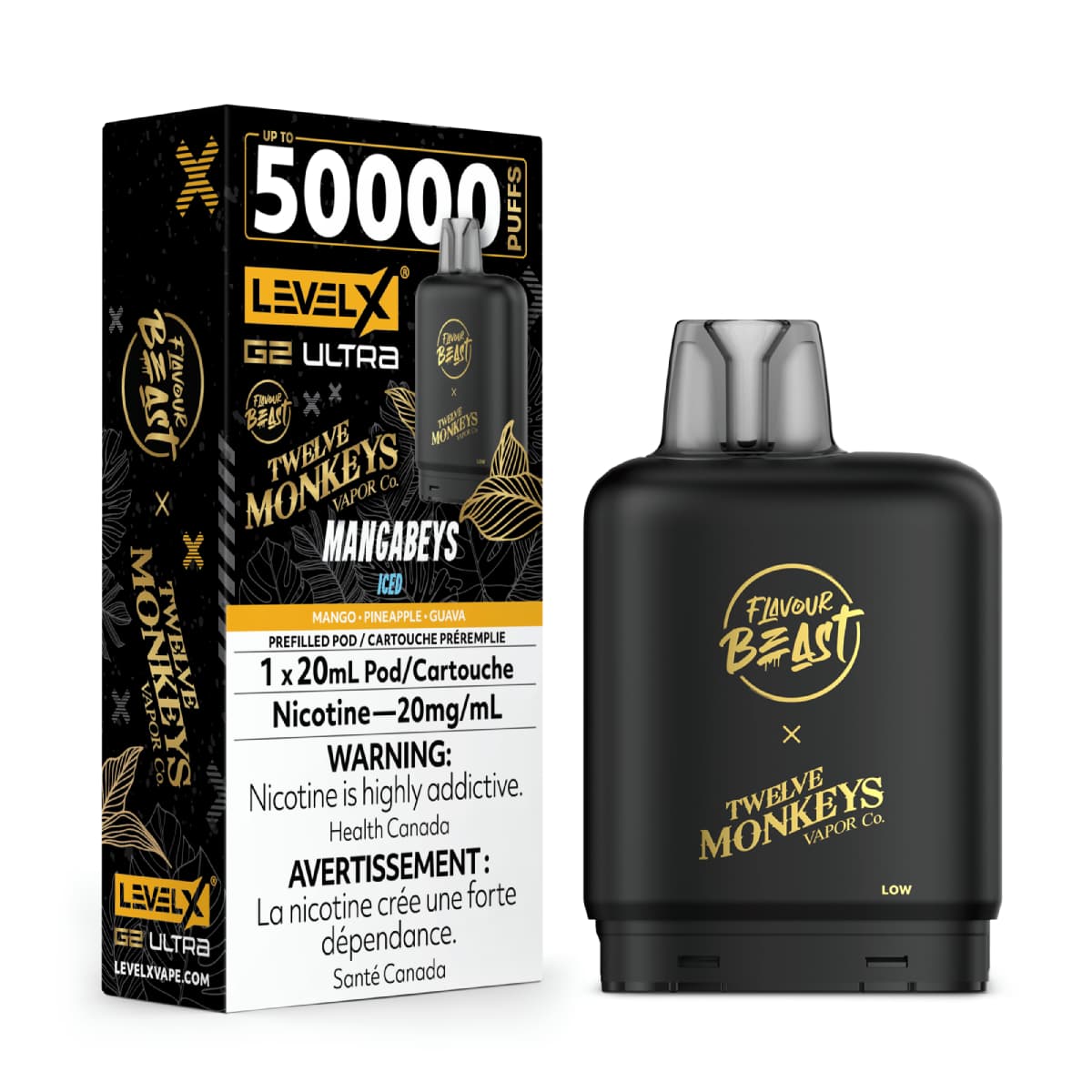 Level X Drip'n G2 Ultra 50K Pods Level X Flavour Beast G2 Ultra 50k - Mangabeys Ice