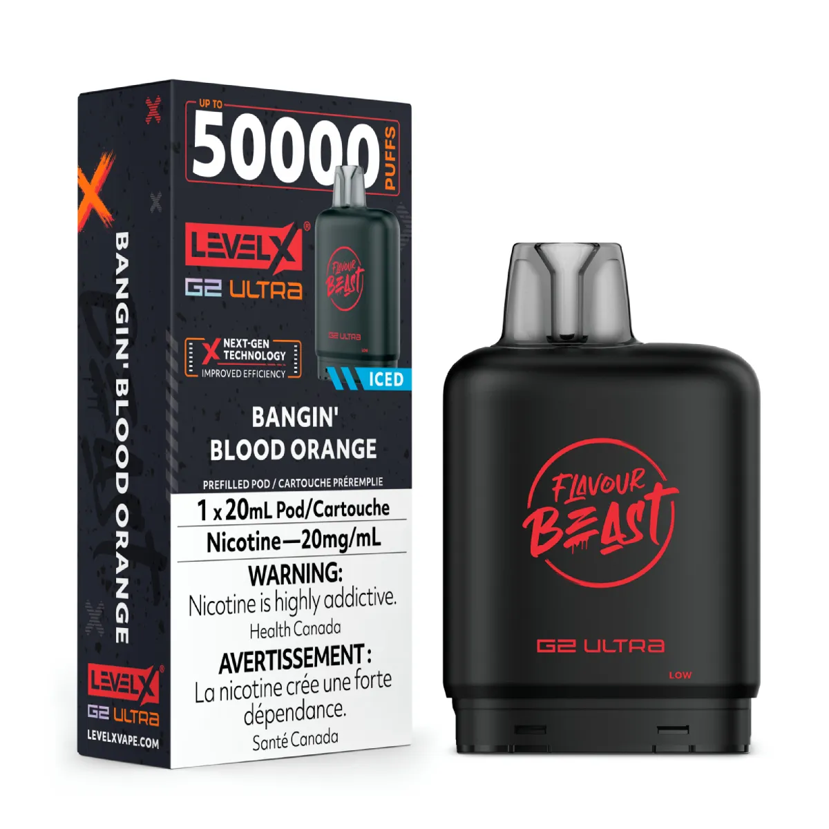 Level X Drip'n G2 Ultra 50K Pods Level X Flavour Beast G2 Ultra 50k - Bangin' Blood Orange Iced