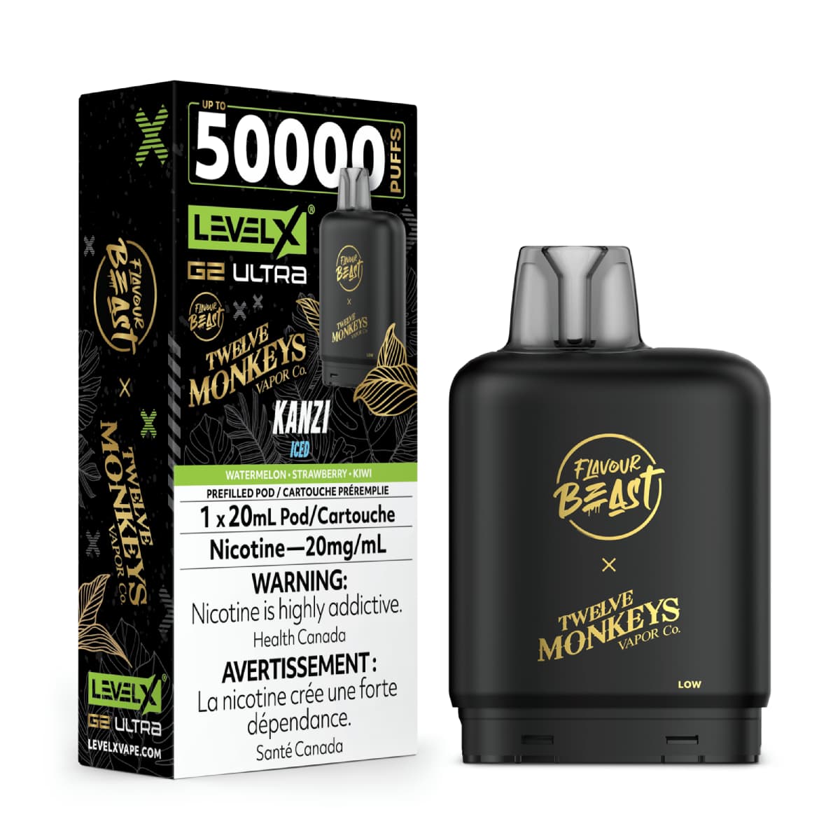 Level X Drip'n G2 Ultra 50K Pods Level X Flavour Beast G2 Ultra 50k - Kanzi Ice
