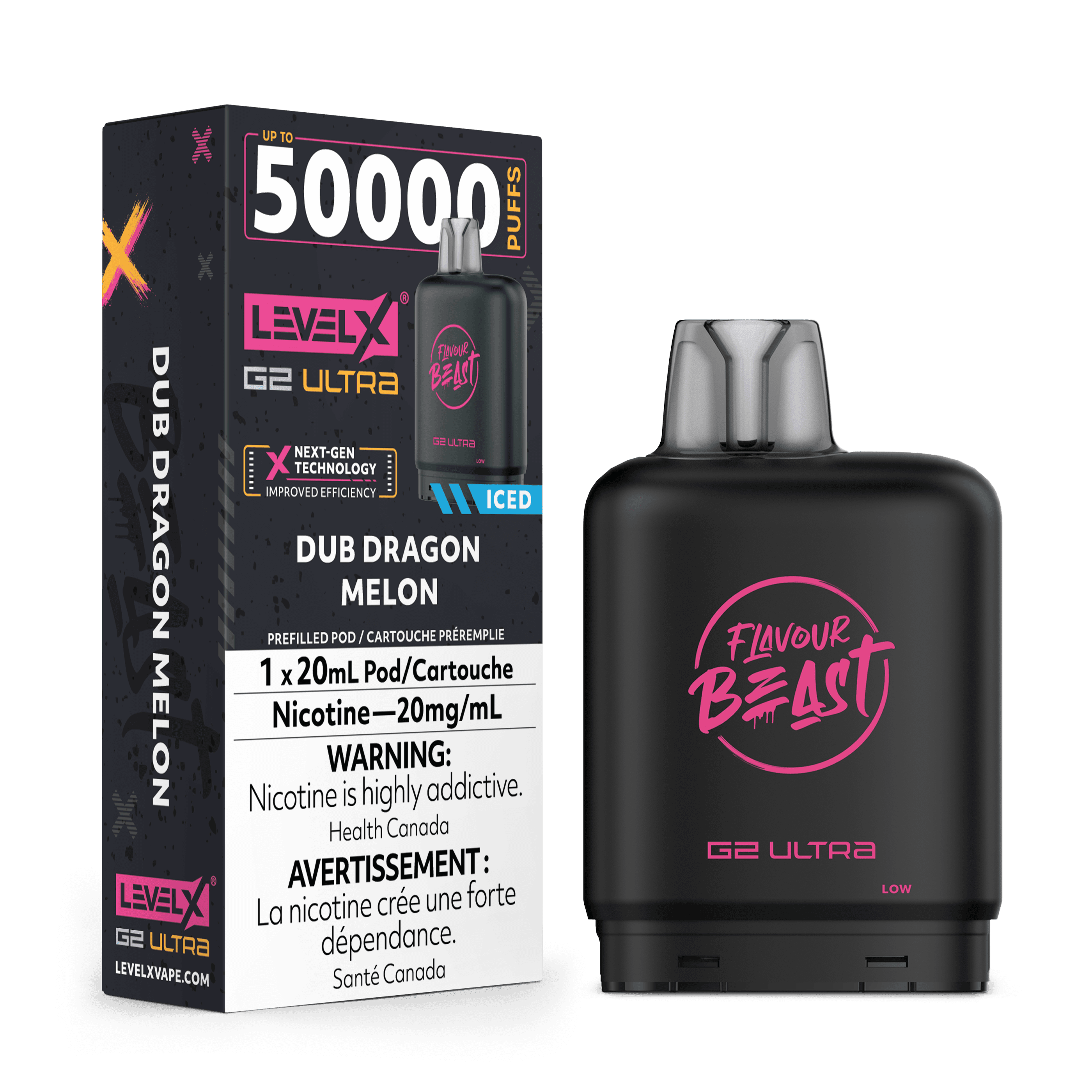 Level X Flavour Beast G2 Ultra 50K Pods Level X Flavour Beast G2 Ultra 50k - Dub Dragon Melon Iced