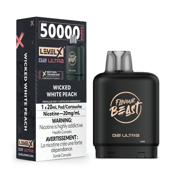 Level X Flavour Beast G2 Ultra 50K Pods Level X Flavour Beast G2 Ultra 50K - Wicked White Peach