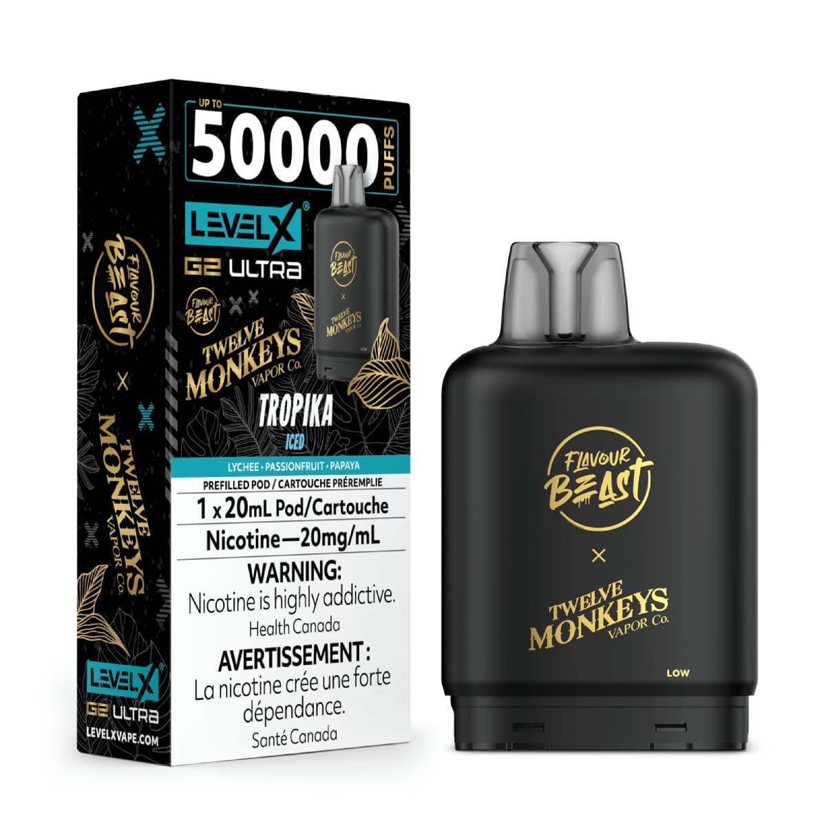 Level X Drip'n G2 Ultra 50K Pods Level X Flavour Beast G2 Ultra 50k - Tropika Ice