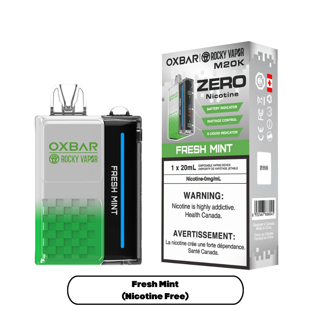 OXBAR x Rocky Vapor M20K Zero Nic OXBAR x Rocky Vapor M20K Zero Nic - Fresh Mint