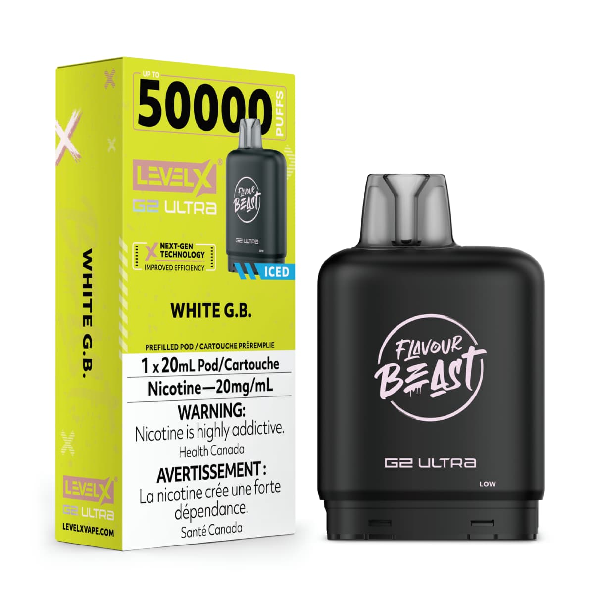 Level X Flavour Beast G2 Ultra 50K Pods Level X Flavour Beast G2 Ultra 50k - White G.B Iced