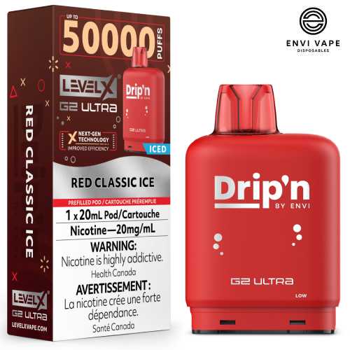 Level X Drip'n G2 Ultra 50K Pods Level X Drip'n G2 Ultra 50k - Red Classic Ice