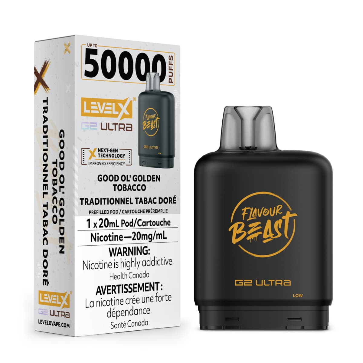 Level X Flavour Beast G2 Ultra 50K Pods Level X Flavour Beast G2 Ultra 50k - Good Ol' Golden Tobacco