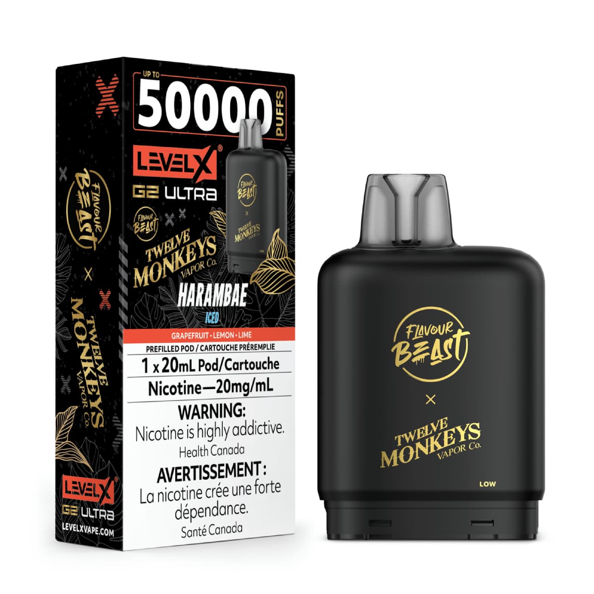 Level X Drip'n G2 Ultra 50K Pods Level X Flavour Beast G2 Ultra 50k - Harambae Ice