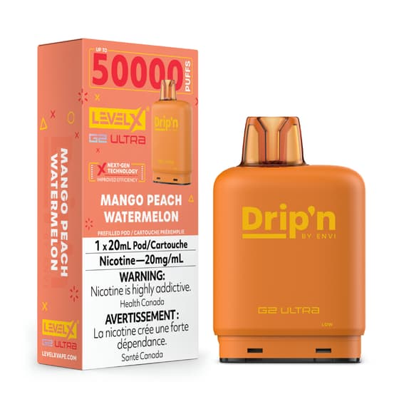 Level X Drip'n G2 Ultra 50K Pods Level X Drip'n G2 Ultra 50k - Mango Peach Watermelon