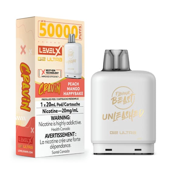 Level X Flavour Beast G2 Ultra 50K Pods Level X Flavour Beast Cravin’ G2 Ultra 50K - Peach Mango Happybake