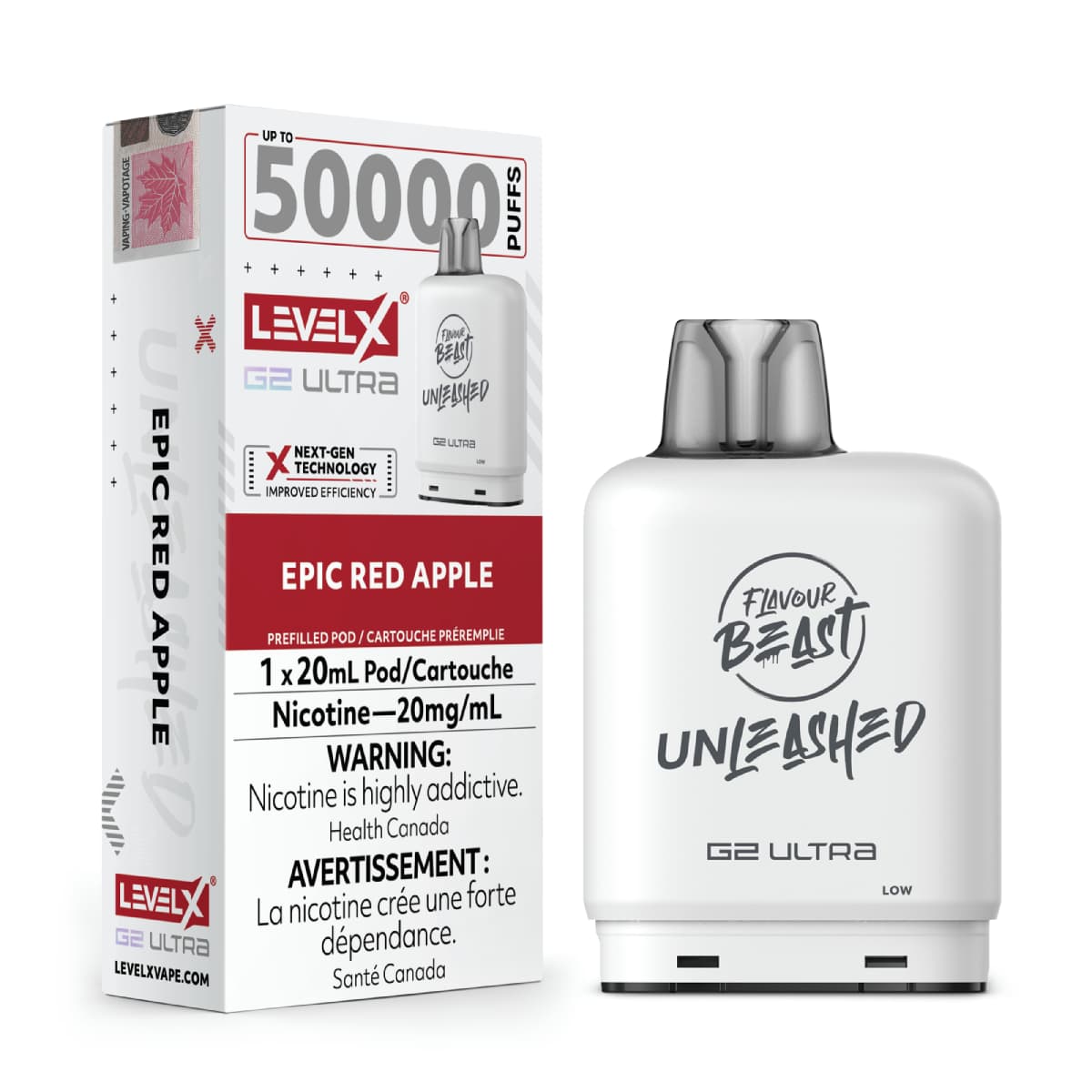 Level X Flavour Beast G2 Ultra 50K Pods Level X Flavour Beast Unleashed G2 Ultra 50k - Epic Red Apple
