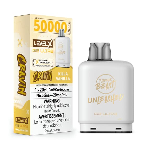 Level X Drip'n G2 Ultra 50K Pods Level X Flavour Beast Cravin’ G2 Ultra 50K - Killa Vanilla
