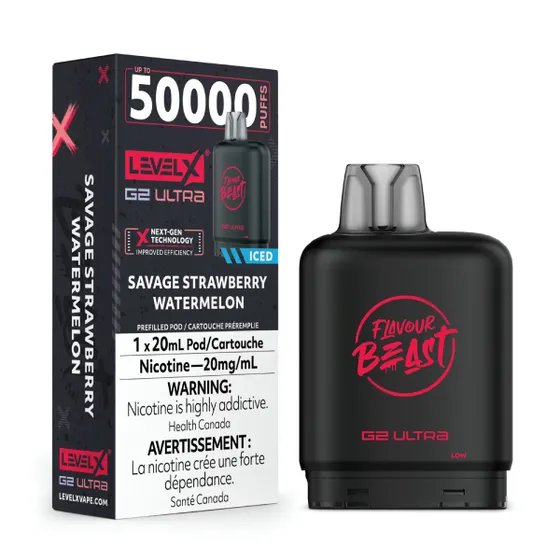 Level X Flavour Beast G2 Ultra 50K Pods Level X Flavour Beast G2 Ultra 50K - Savage Strawberry Watermelon Iced